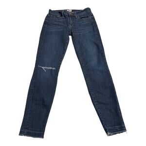 J Crew Womens Jeans Size 26 Toothpick Raw Hem Skinny Low Rise Dark Wash Denim